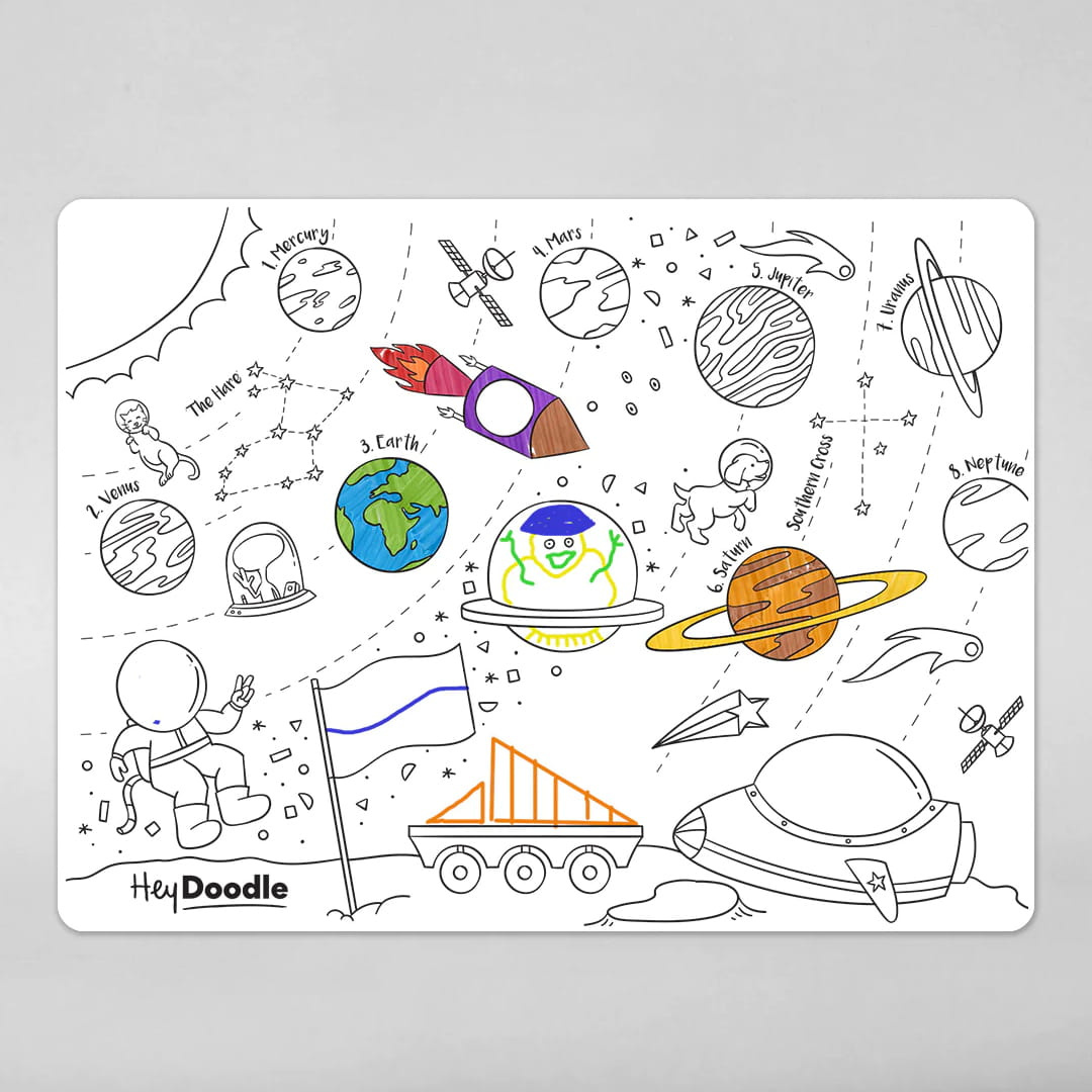Silikonowa mata do kolorowania Kosmos HeyDoodle wielokolorowa