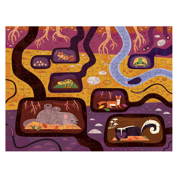 Puzzle dwustronne Las nad i pod ziemią 100 elementów 6+, Mudpuppy