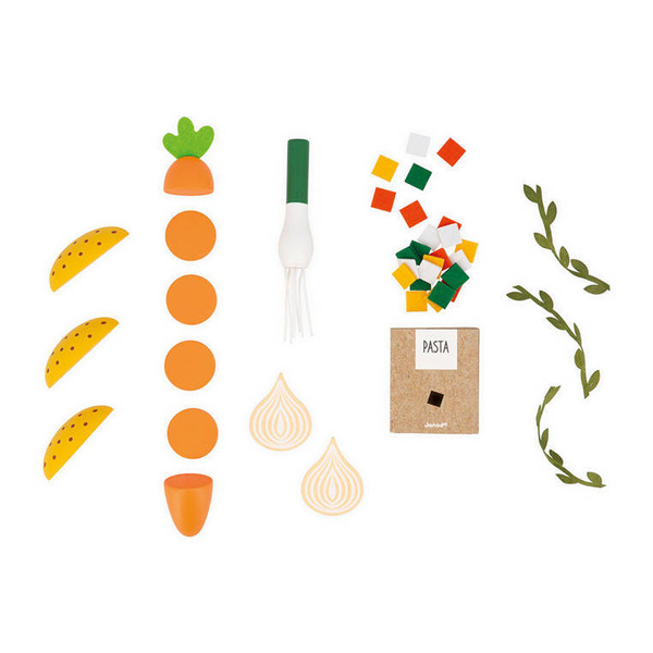 Zestaw do gotowania zupy z drewnianym blenderem i akcesoriami 3+, Janod