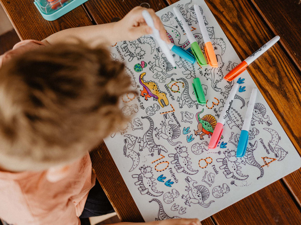 Mata Silikonowa Duża do Kolorowania A3 - Dinozaury, 3 lata+, HeyDoodle