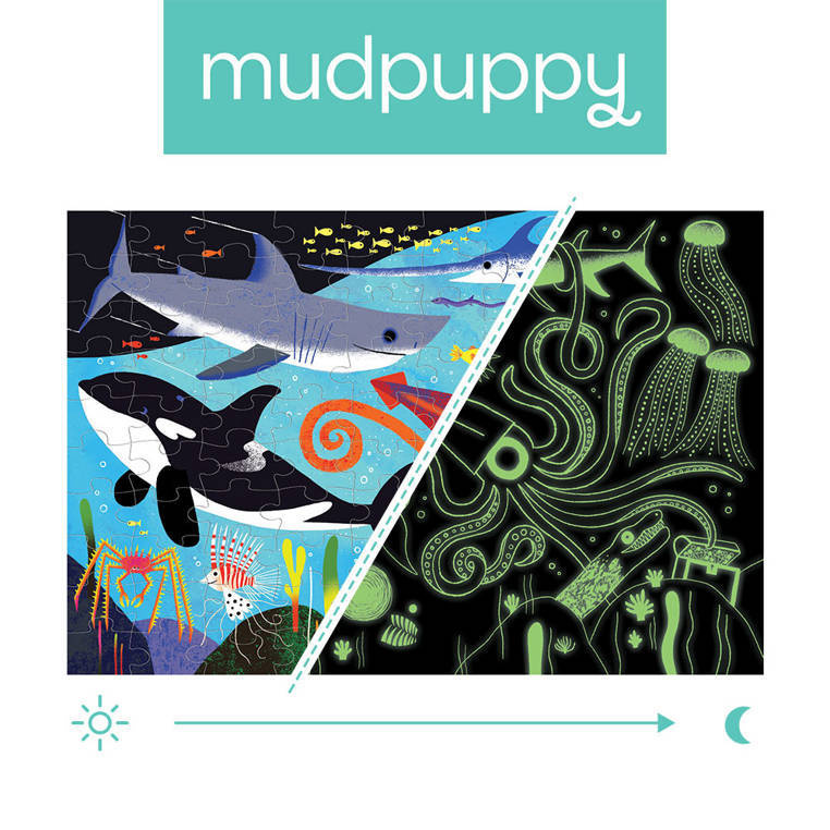 Puzzle świecące w ciemności Mudpuppy kolorowe drapieżniki