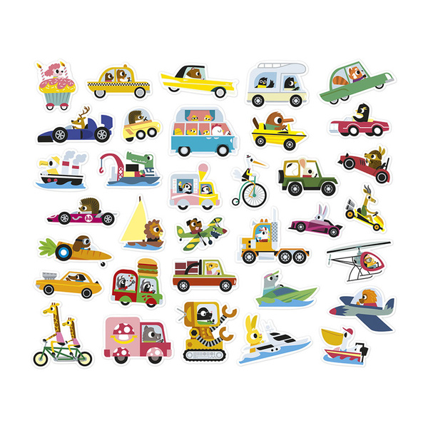 Zestaw kreatywny - książeczka z naklejkami Pojazdy, dla dzieci, 18 m+, Janod