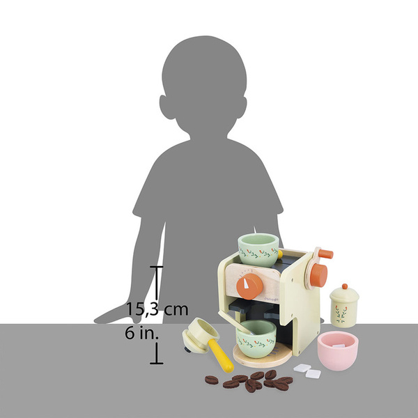 Drewniany ekspres ciśnieniowy do kawy z akcesoriami, dla dzieci, 3+, Janod