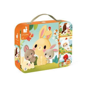 Puzzle progresywne w walizce Zwierzątka na farmie - 4 układanki, 2+, Janod