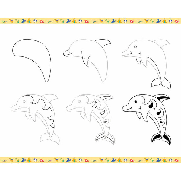 Zestaw kreatywny Rysowanie krok po kroku Zwierzęta 6+, Janod