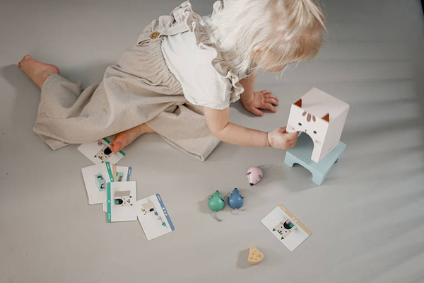 Drewniana układanka Orientacja w przestrzeni Kot i mysz 3+, Janod