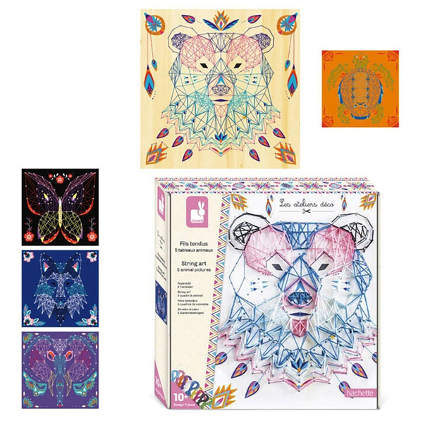 Zestaw kreatywny Przeplatanka 3D String art Zwierzęta 10+, Janod