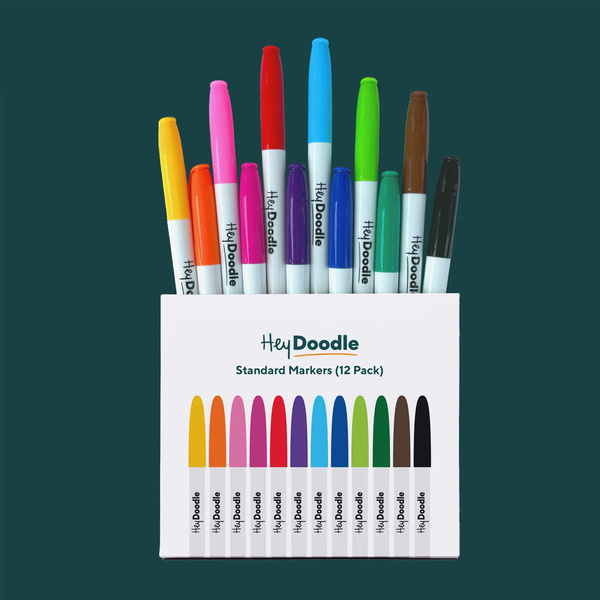 Flamastry do silikonowej Maty 12 kolorów, dla dzieci, 3 lata+, HeyDoodle