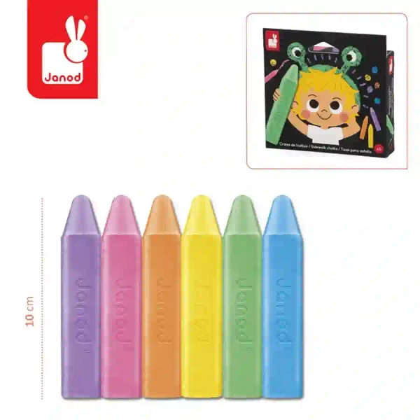 Zestaw kreatywny - Kreda chodnikowa 6 kolorów, dla dzieci, 3 lata+, Janod