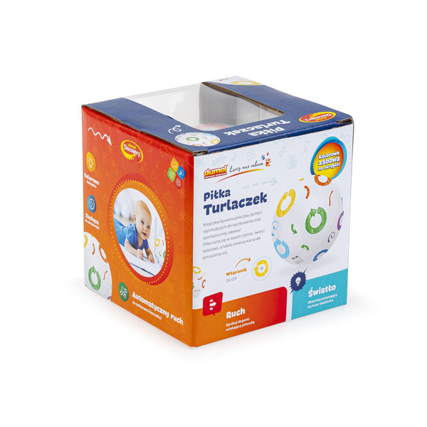 Piłka Turlaczek - zabawka interaktywna ze światełkami dla dzieci 6m+, Dumel