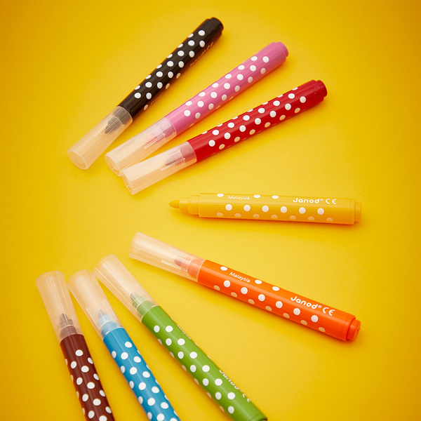 Zestaw kreatywny - Flamastry Jumbo 8 kolorów, dla dzieci, 12 m+, Janod