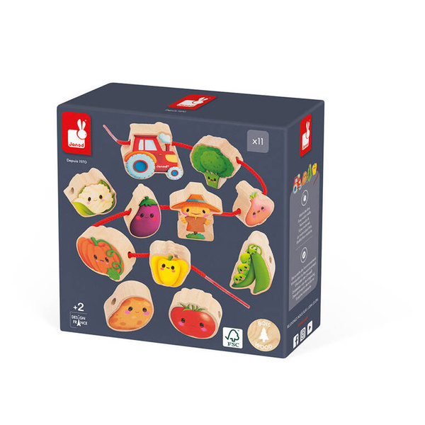 Nawlekanka z drewnianymi warzywami Farma dla dzieci 2 lata+, Janod
