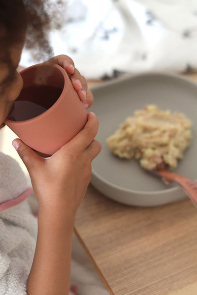 Zestaw - Komplet naczyń silikonowy z przyssawką, dla dzieci, 4 m+, Beaba