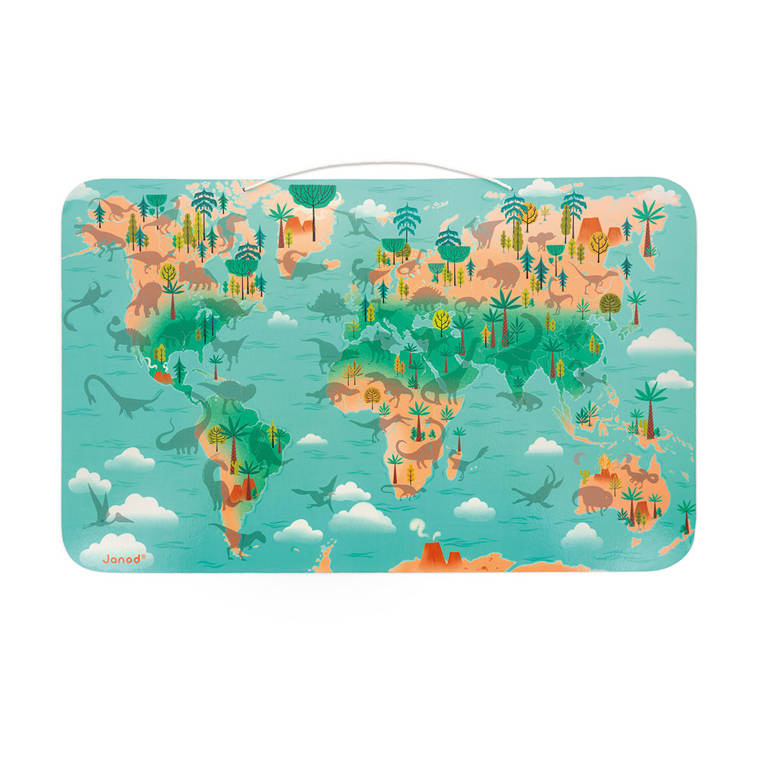 Układanka magnetyczna Mapa świata Dinozaury Janod 7+ - rozwój i edukacja