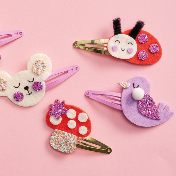 Zestaw kreatywny do tworzenia biżuterii Brokatowe spinki dla dzieci, 5 lat+, Janod