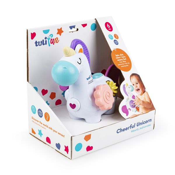 Zabawki sensoryczne - Wesoły Jednorożec, zabawki dla dzieci 6 m+, Tuli Fun