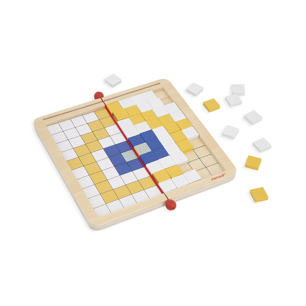 Drewniana układanka mozaika piksele Symetria i kodowanie 4w1, 5+, Janod