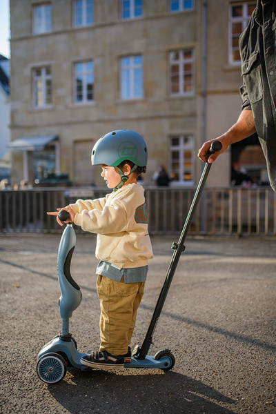 Scoot and Ride HK1 Push and Go 2w1 jeździk i hulajnoga dla dzieci 1-5 lat, kolor: Steel