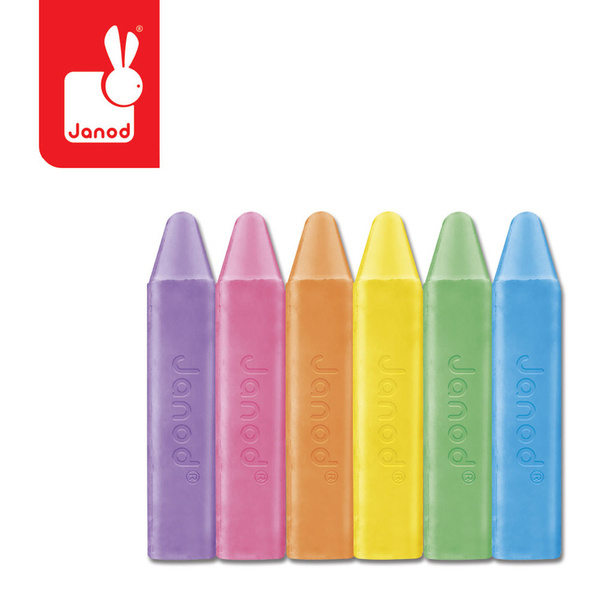 Zestaw kreatywny - Kreda chodnikowa 6 kolorów, dla dzieci, 3 lata+, Janod