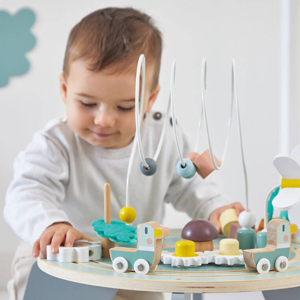 Stolik edukacyjny drewniany Ogród - zabawka wielofunkcyjna 12 m+, Janod