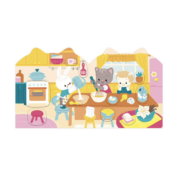 Zestaw kreatywny - książeczka z naklejkami Dom, dla dzieci, 18 m+, Janod