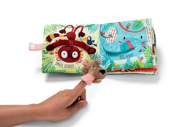 Książeczka z mini-pacynką na palec wielofunkcyjna Buziaki dla Cezara Niedźwiadek Cesar 12 m +, Lilliputiens