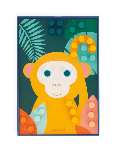 Układanka drewniana mozaika Zwierzątka - zabawka kreatywna 3 lata+, Janod