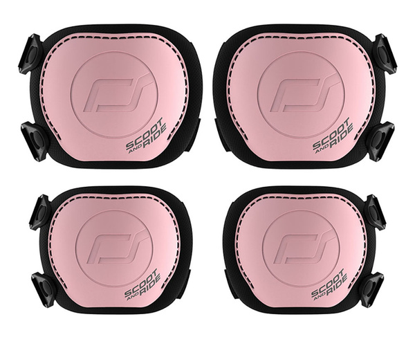 Zestaw: Scoot and Ride HK3 Hulajnoga dla dzieci 3+ z kółkami LED, kolor: Rose + ochraniacze rozm. S