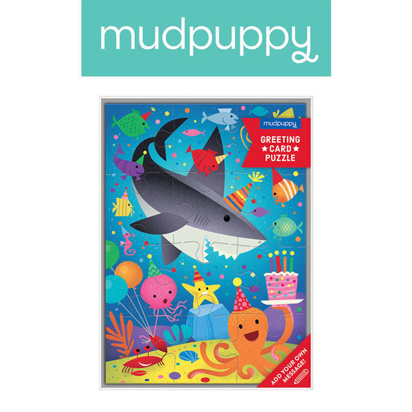 Puzzle-kartka z życzeniami Rekin 12 elementów 3+, Mudpuppy