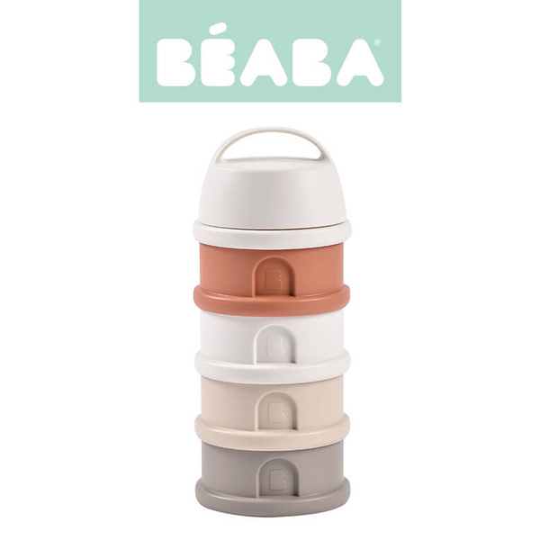 Pojemniki na mleko w proszku 4 komory (4x110ml) cotton white/terracotta 0 m+, Beaba