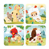 Puzzle progresywne w walizce Zwierzątka na farmie 4 układanki – 6, 9, 12 i 16 elementów 2+ Janod