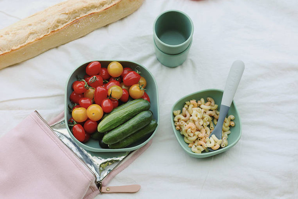 Zestaw 4 łyżeczek silikonowych 4 m+ Mineral grey/Sage green, Beaba