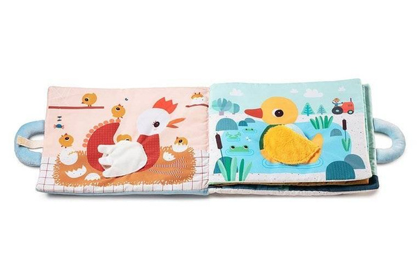 Miękka książeczka aktywizująca z mini - przytulankami „Baby boom” Farma 18 m+, Lilliputiens