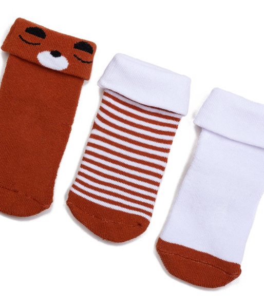 Sinsay Skarpetki chłopięce frotte, gładkie, w paski i ze śpiącym misiem, 3-pak