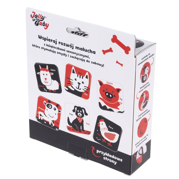 Książeczka sensoryczne Farma Sensory, 10 stron, dla dzieci 0 m+, Jolly Baby