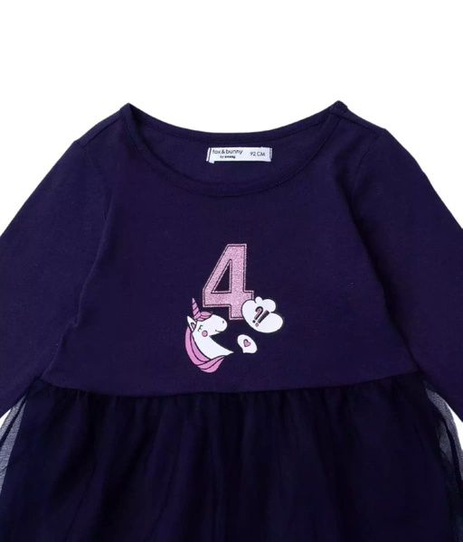 Sinsay Sukienka tiulowa, z nadrukiem, z długim rękawem