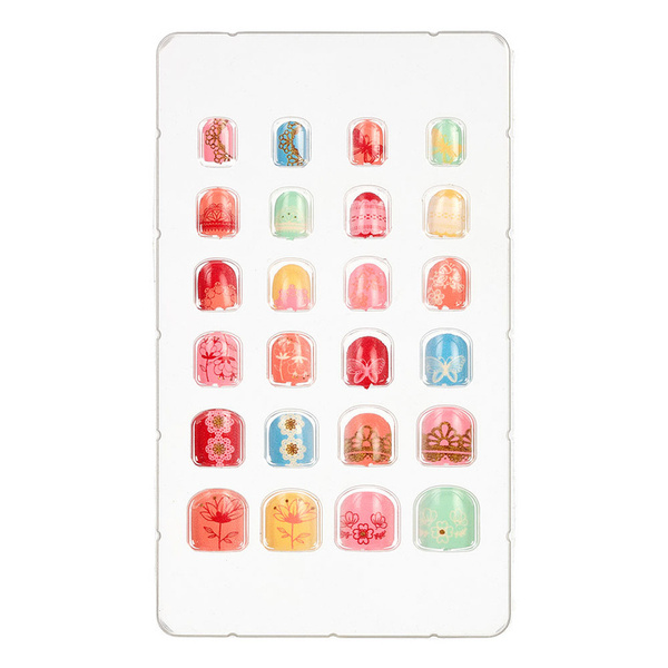 Zestaw sztucznych paznokcie dla dzieci, Kwiaty, 24 szt., 4 lata +, Souza!