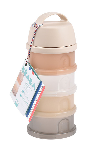 Pojemniki na mleko w proszku 4 komory (4x110ml) przeźroczyste, 0m+, Beaba