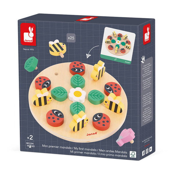 Układanka drewniana rozwojowa Moja pierwsza mandala dla dzieci 2+, Janod