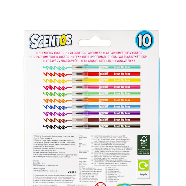 Pachnące Flamastry - Pędzel, zestaw 10 szt., dla dzieci, 3 lata+, Scentos