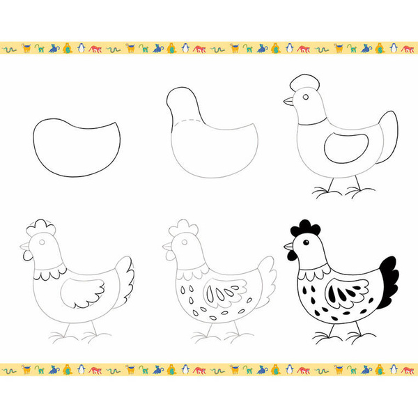 Zestaw kreatywny Rysowanie krok po kroku Zwierzęta 6+, Janod