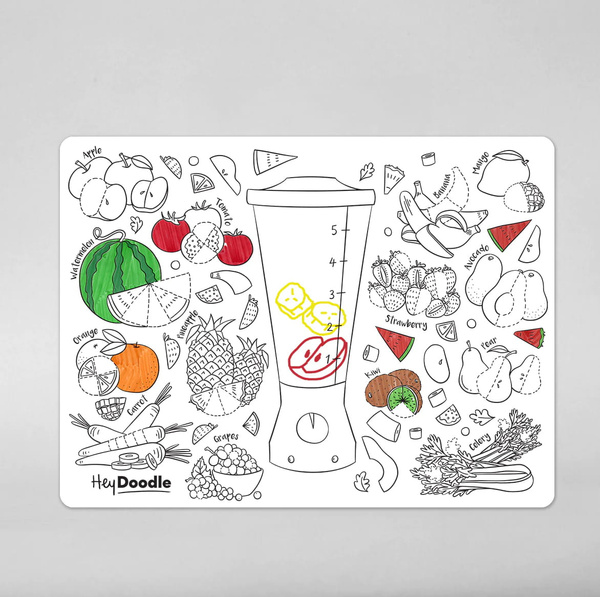 Mata Silikonowa Duża do Kolorowania A3 - Owoce i Warzywa, 3+, HeyDoodle