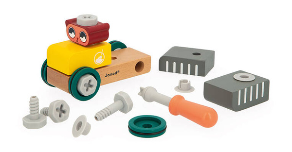 Samochód - cysterna do składania drewniany Miś Brico ‘Kids, 2 lata+, Janod