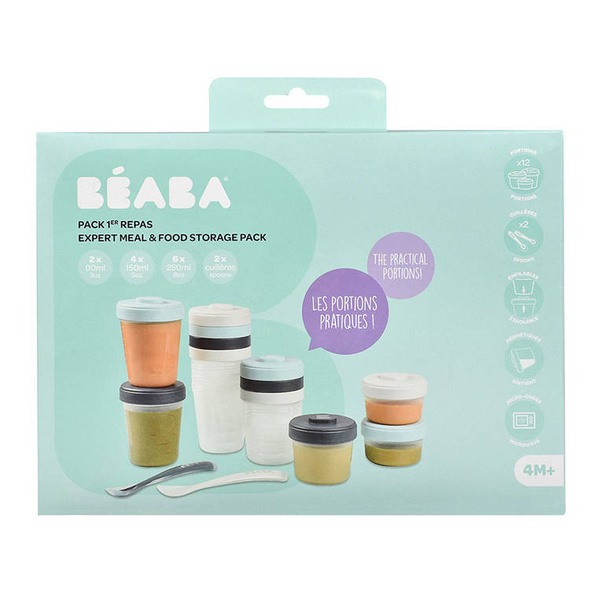 Zestaw słoiczków Clip 12 szt. (2x90ml, 4x150ml, 6x250ml) + 2 łyżeczki Storm, Beaba