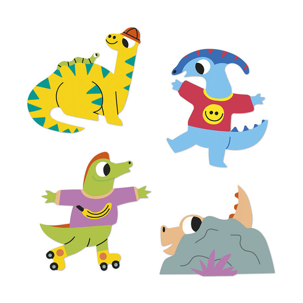 Zestaw kreatywny - książeczka z naklejkami Dinozaury , dla dzieci, 3+, Janod