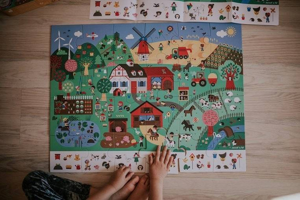 Puzzle obserwacyjne w walizce Farma 24 elementy 3+ Made in France, Janod