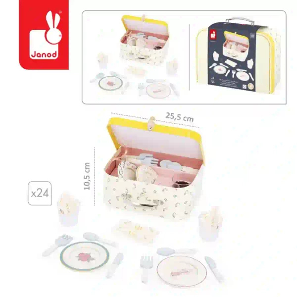 Zestaw piknikowy w walizce z akcesoriami, drewniany, 3 lata+, Janod