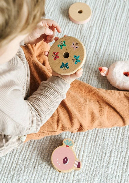 Drewniana układanka piramida z miękkimi elementami Flaming Anaïs 12 m+, Lilliputiens