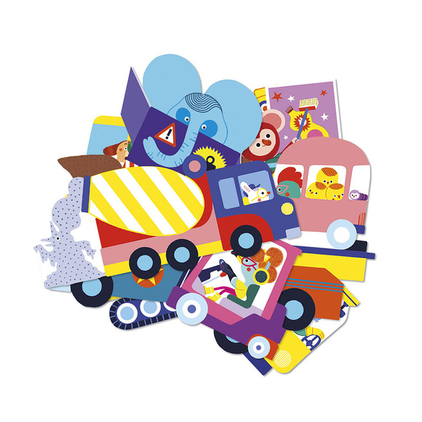 Zestaw kreatywny - książeczka z naklejkami Pojazdy, dla dzieci, 18 m+, Janod