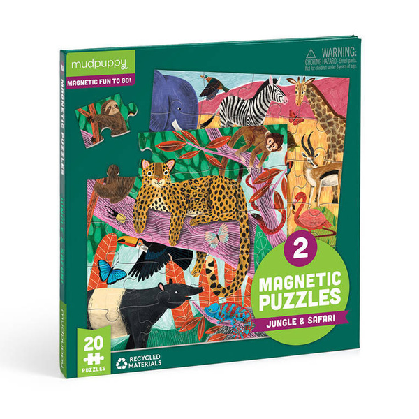 Puzzle magnetyczne 2w1 Safari & dżungla 20 elementów 4+, Mudpuppy